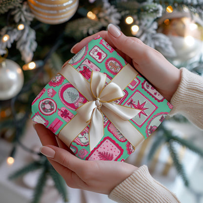 PINK Wrapping Papers, Preppy Christmas Gift Wrap for Kids, Childrens Gift Idea, Bright Gift Idea, Holiday Gift Wrapping