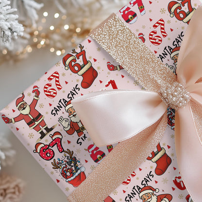 PINK Wrapping Papers, 67 Meme Funny Christmas Gift Wrap for Kids, Childrens Brain Rot, Funny Gift Idea, Holiday Wrapping Roll, Unique Gift