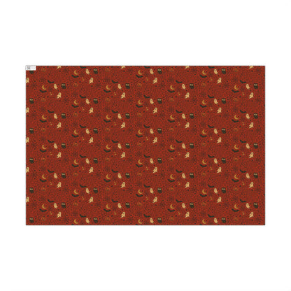 Wrapping Paper Set, Halloween Pattern Rae Dunn Inspired Ghost Bat Pumpkin Moon Owl, Gift Wrap Roll, Scrapbooking Decor, DIY Projects,