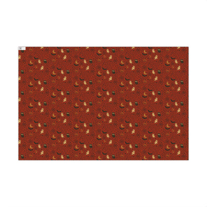 Wrapping Paper Set, Halloween Pattern Rae Dunn Inspired Ghost Bat Pumpkin Moon Owl, Gift Wrap Roll, Scrapbooking Decor, DIY Projects,