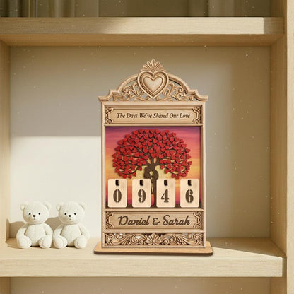 Personalized Love Days Wooden Counter, Anniversary Gift