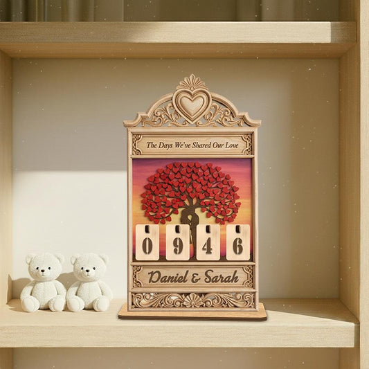 Personalized Love Days Wooden Counter, Anniversary Gift