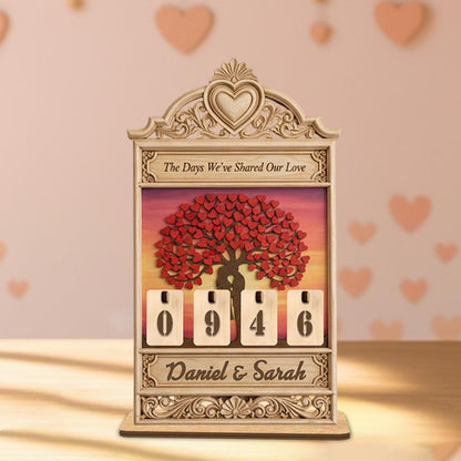 Personalized Love Days Wooden Counter, Anniversary Gift