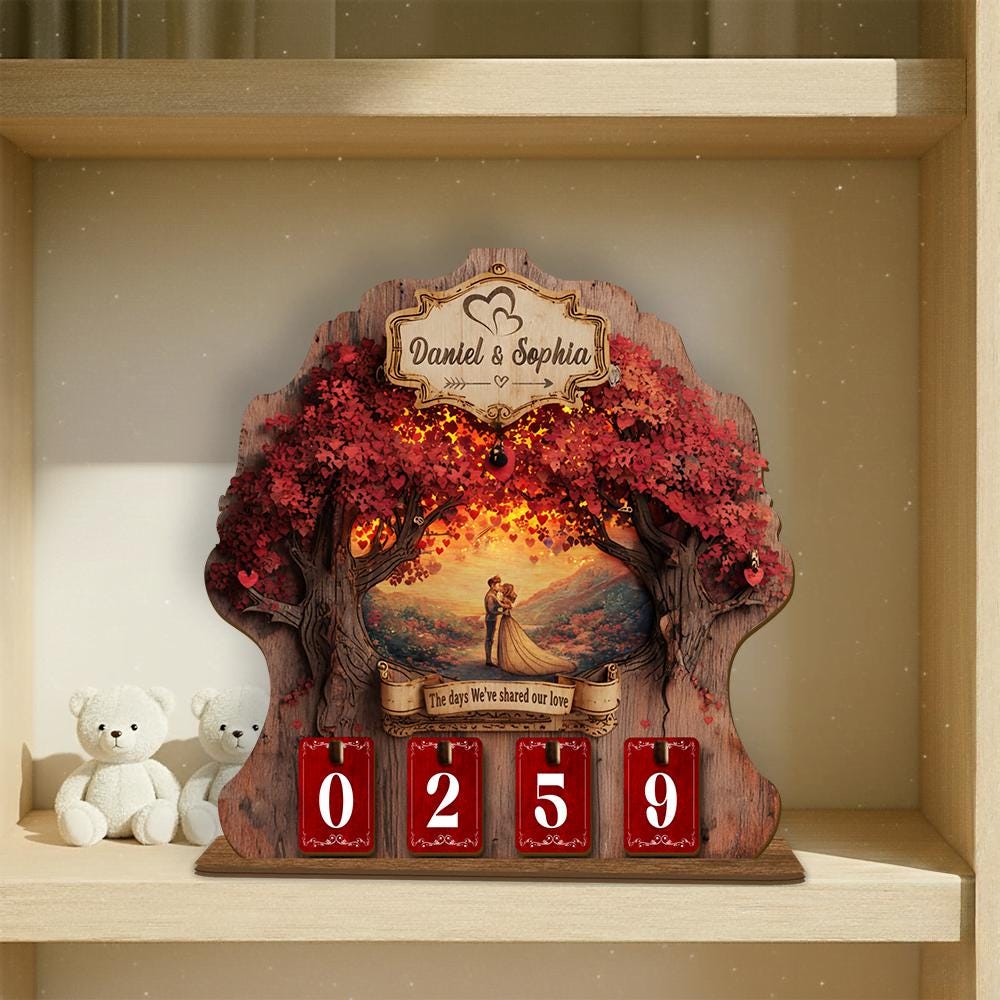 Personalized Love Days Counter, Romantic Couple Anniversary Gift