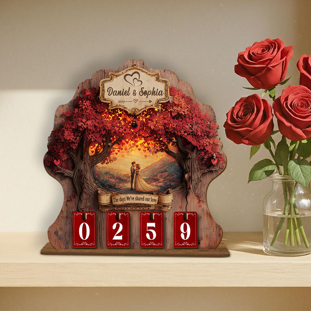 Personalized Love Days Counter, Romantic Couple Anniversary Gift
