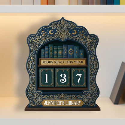 Personalized Book Lovers Decor, Library decor, Book counter sign, Reading Trackers, Books read year