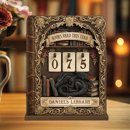 Personalized Wooden Dragon Book Tracker, Cozy Book Nook Decor