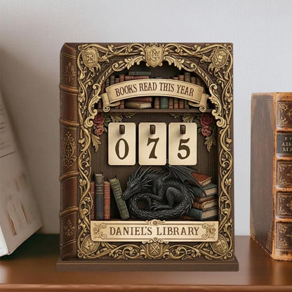 Personalized Wooden Dragon Book Tracker, Cozy Book Nook Decor