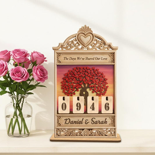 Personalized Love Days Wooden Counter, Anniversary Gift