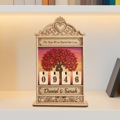 Personalized Love Days Wooden Counter, Anniversary Gift
