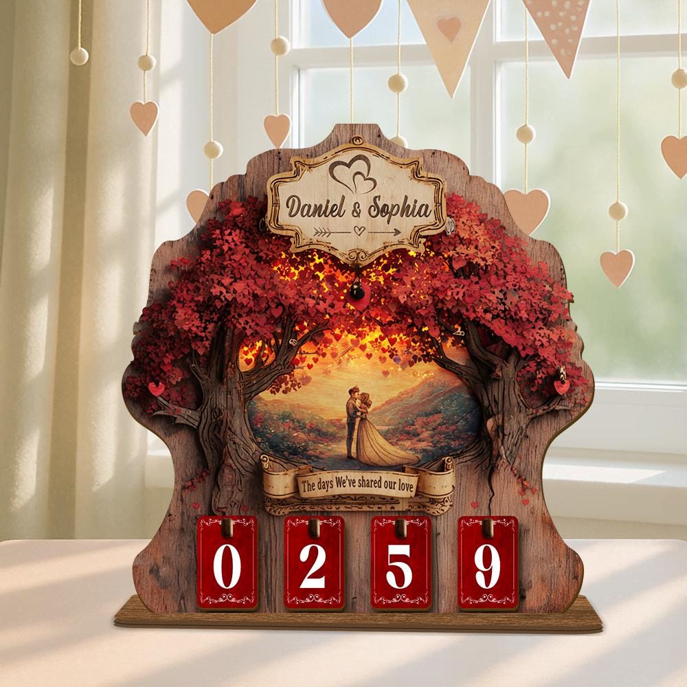 Personalized Love Days Counter, Romantic Couple Anniversary Gift
