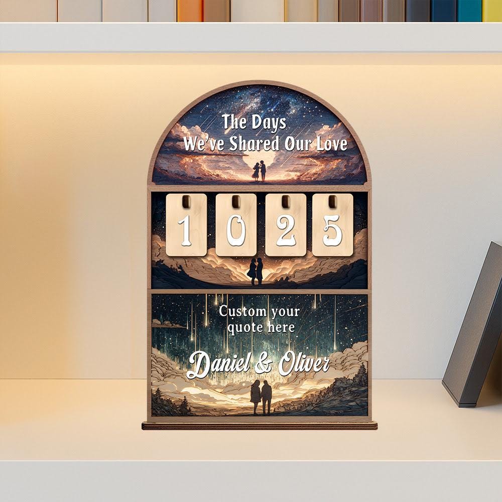 Personalized Love Days Wooden Counter, Custom Couple Keepsake
