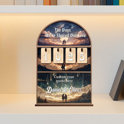 Personalized Love Days Wooden Counter, Custom Couple Keepsake