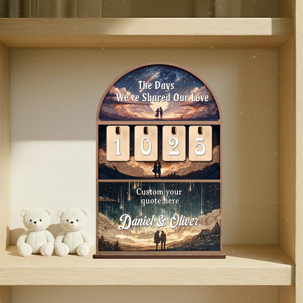 Personalized Love Days Wooden Counter, Custom Couple Keepsake