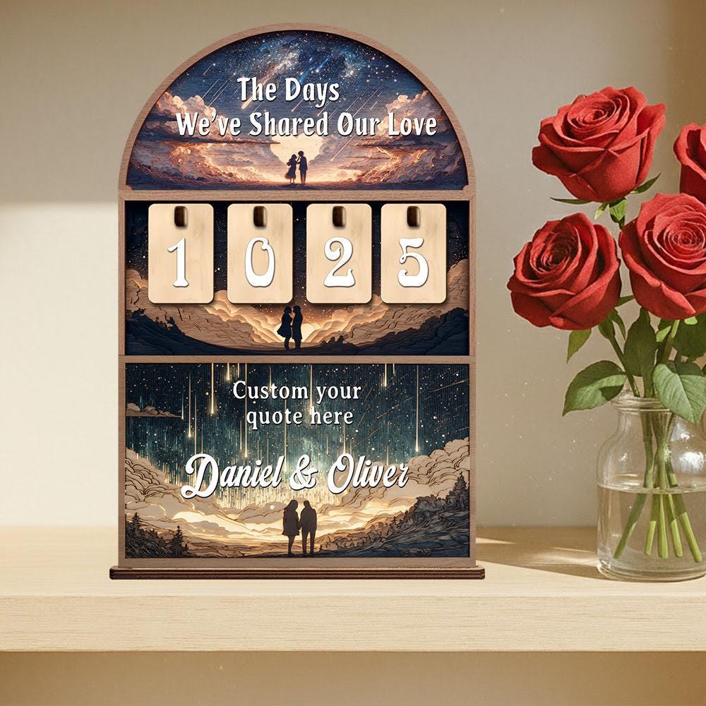 Personalized Love Days Wooden Counter, Custom Couple Keepsake