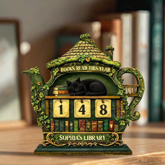 Books Read This Year wooden tracker, customizable book lover gift, personalized library decor, bookshelf reading tracker sign
