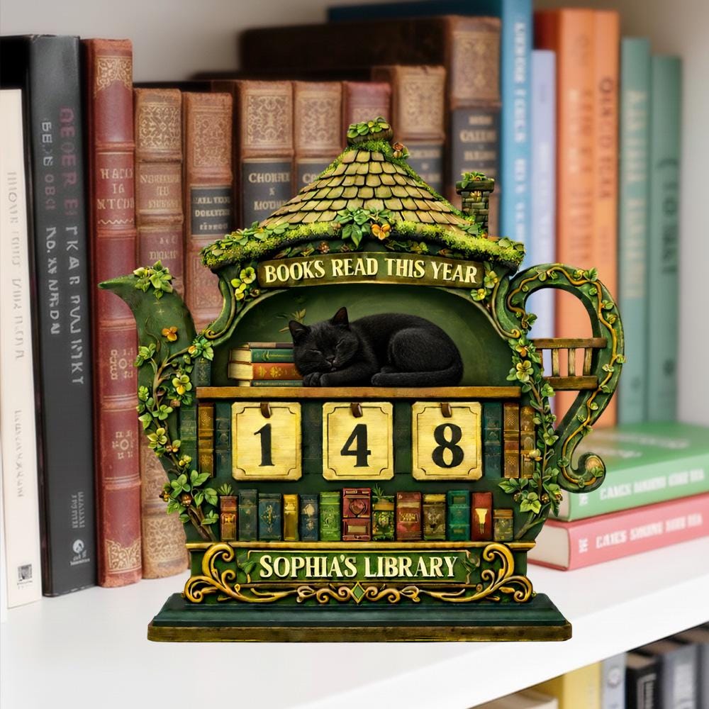 Books Read This Year wooden tracker, customizable book lover gift, personalized library decor, bookshelf reading tracker sign