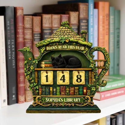 Books Read This Year wooden tracker, customizable book lover gift, personalized library decor, bookshelf reading tracker sign