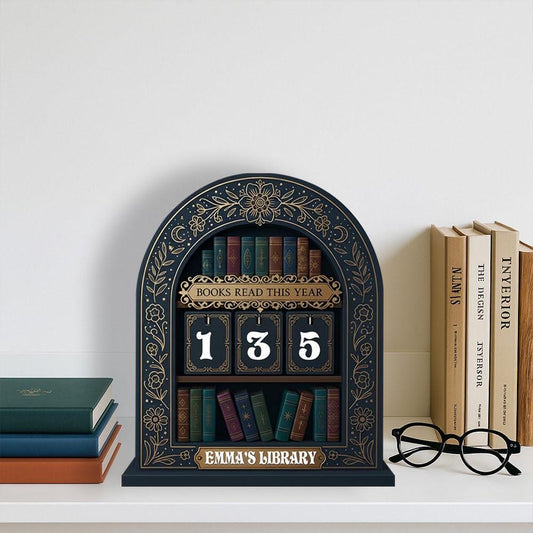 Personalized Reading Tracker, Library Decor, Book Lover Gift, Books Read This Year Counter, Reading Lover Gift, Vintage Book Tracker Sign,