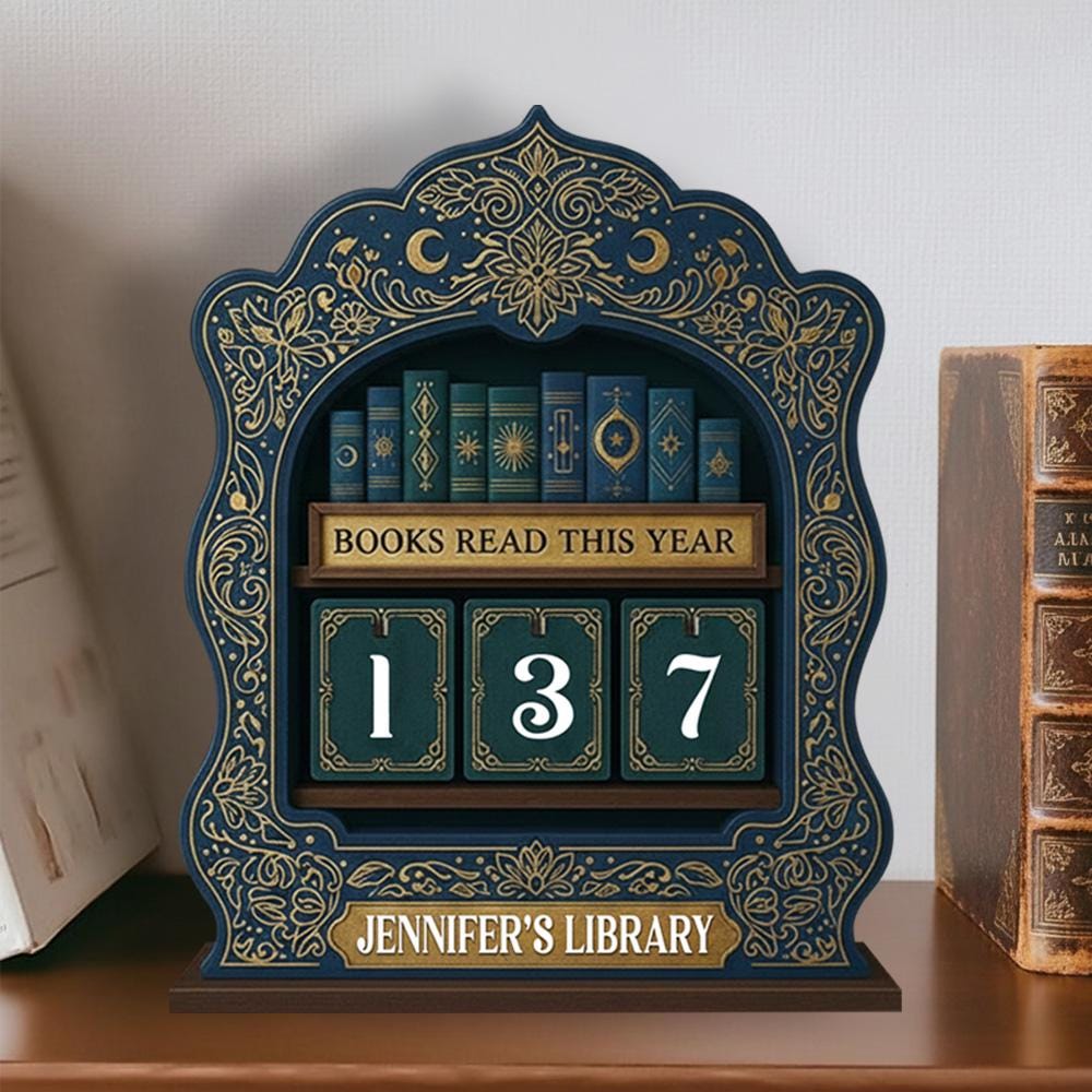 Personalized Book Lovers Decor, Library decor, Book counter sign, Reading Trackers, Books read year