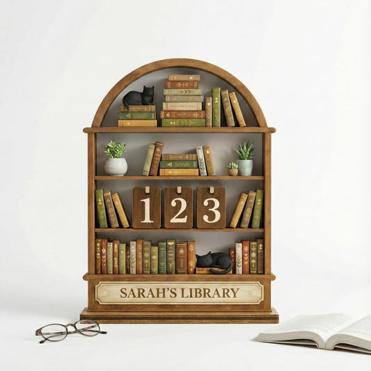 Personalized Wooden Book Tracker, Reading Counter, Library Decor