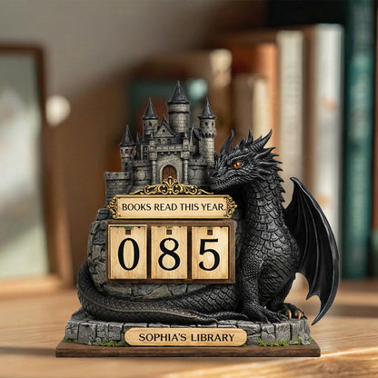 Personalized Dragon Book Tracker | Fantasy Castle Reading Counter