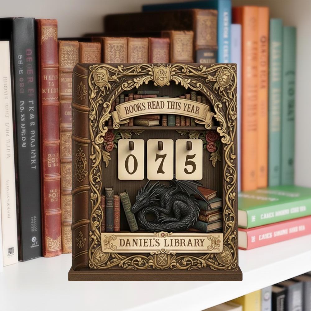 Personalized Wooden Dragon Book Tracker, Cozy Book Nook Decor