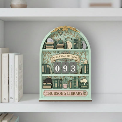 Personalized Book Tracker, 3D Wooden Reading Counter, Library Decor
