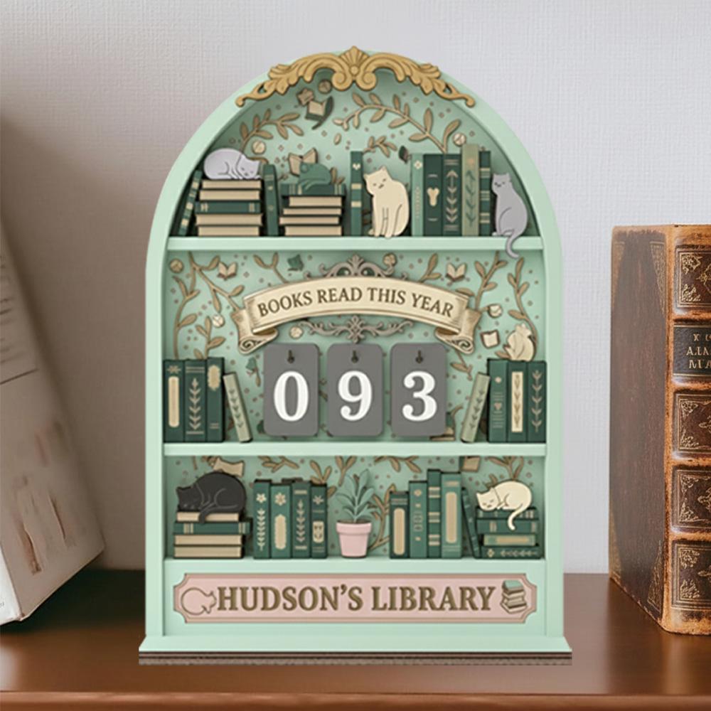 Personalized Book Tracker, 3D Wooden Reading Counter, Library Decor