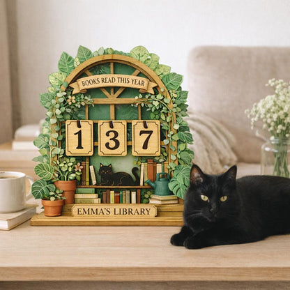 Personalized Wooden Book Tracker Sign, Reading Counter Decor