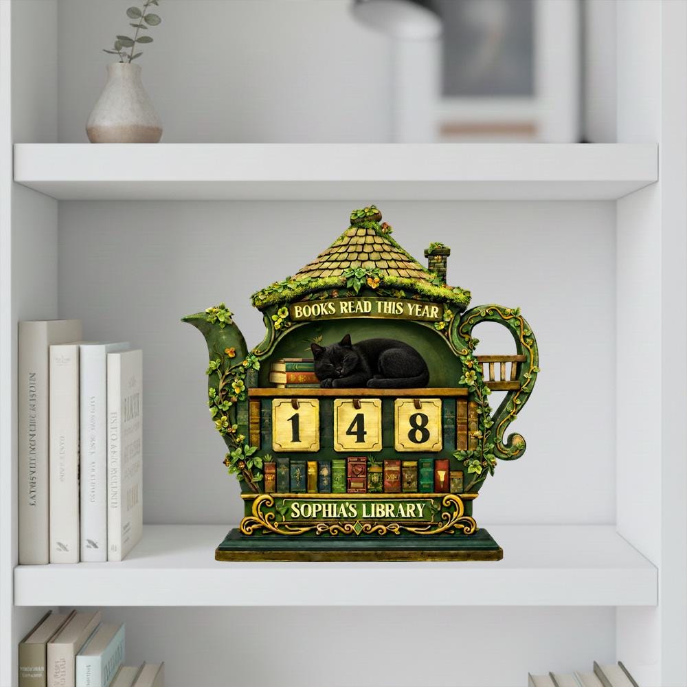 Books Read This Year wooden tracker, customizable book lover gift, personalized library decor, bookshelf reading tracker sign
