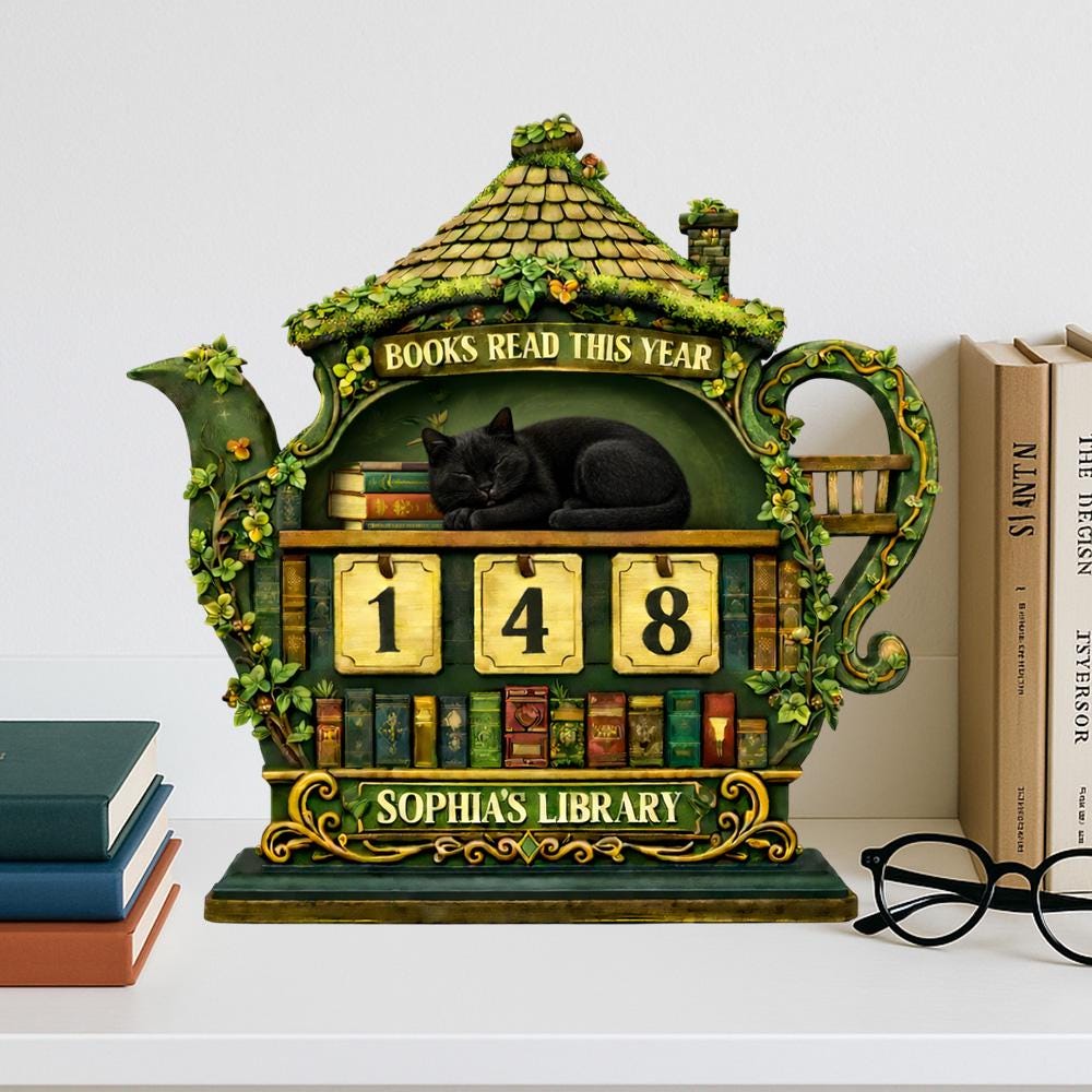 Books Read This Year wooden tracker, customizable book lover gift, personalized library decor, bookshelf reading tracker sign