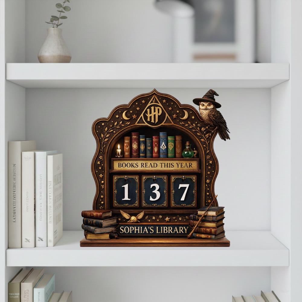 Personalized Wooden Book Tracker Sign, Library Decor, Reading Counter