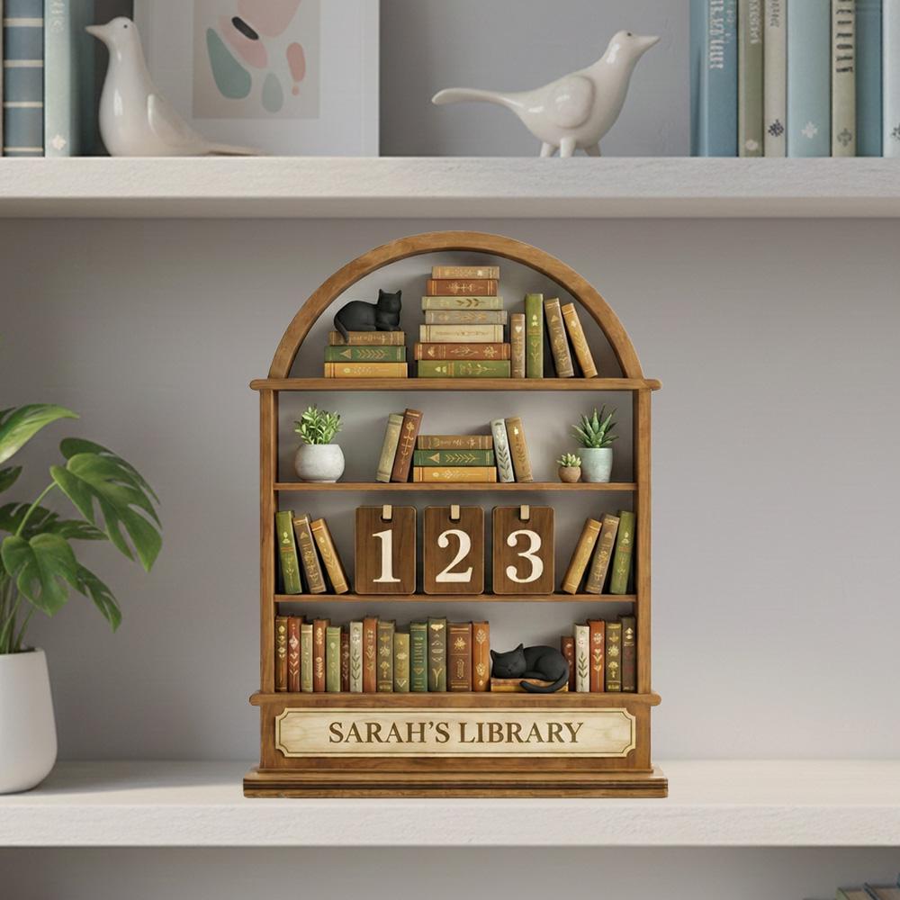 Personalized Wooden Book Tracker, Reading Counter, Library Decor