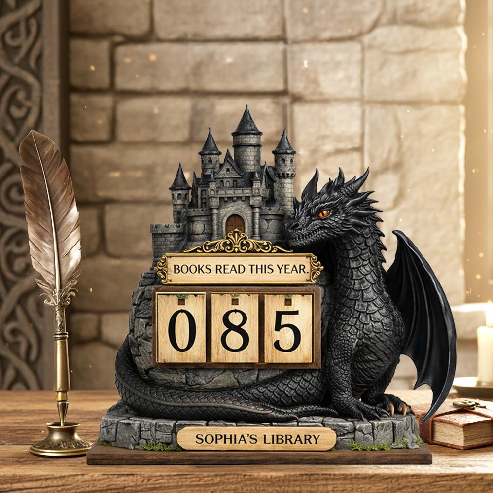 Personalized Dragon Book Tracker | Fantasy Castle Reading Counter