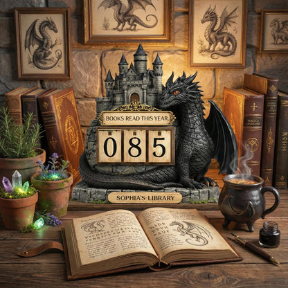 Personalized Dragon Book Tracker | Fantasy Castle Reading Counter