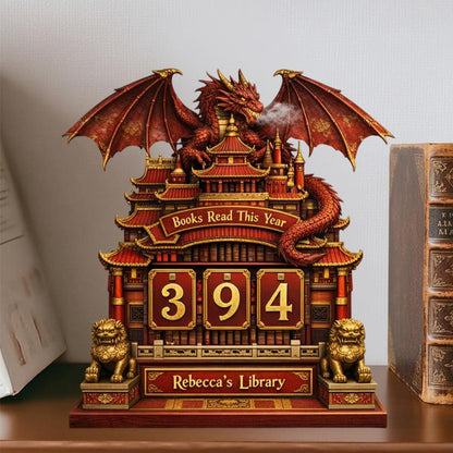 Personalized Dragon Book Tracker, Gothic Library Reading Goal Counter