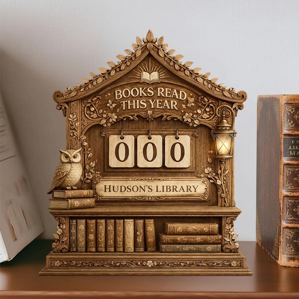 Personalized Wooden Book Tracker, Custom Library Decor