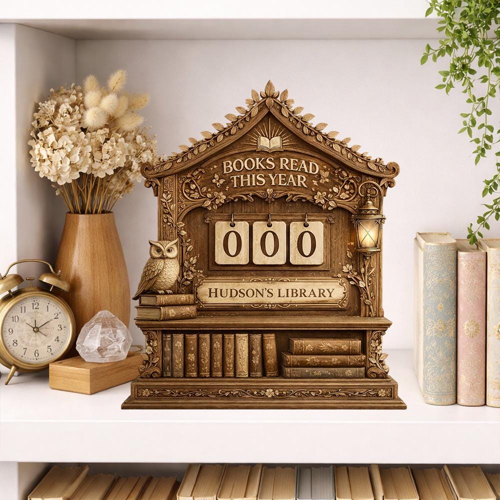 Personalized Wooden Book Tracker, Custom Library Decor