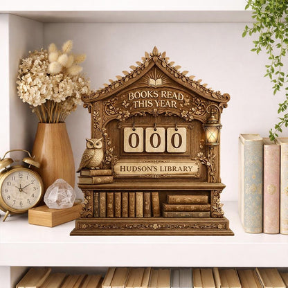 Personalized Wooden Book Tracker, Custom Library Decor