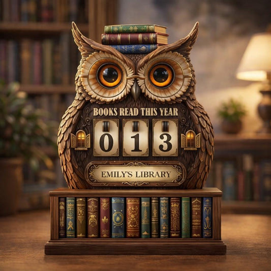 Personalized Owl Book Tracker, Wooden Library Decor, Book Lover Gift