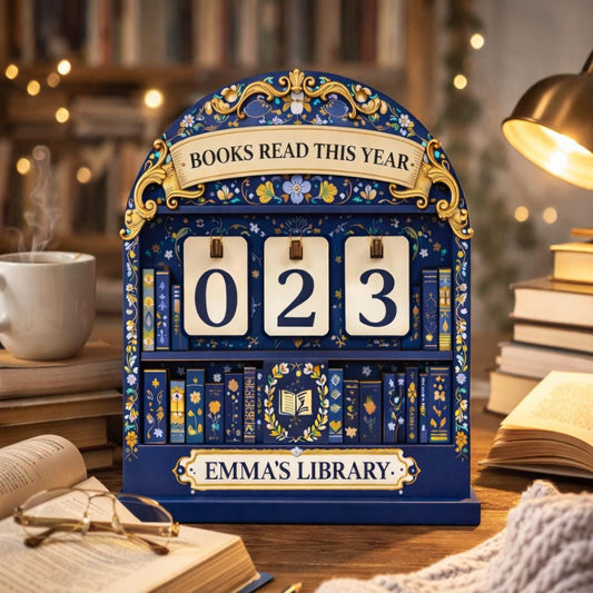 Personalized Books Read Tracker, Navy Blue Library Decor, Book Lover Gift
