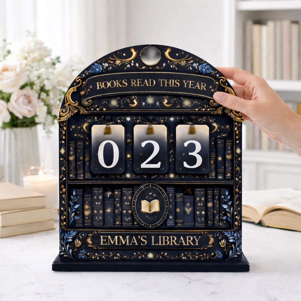 Personalized Books Read Tracker, Celestial Moon Star Decor, Book Lover Gift