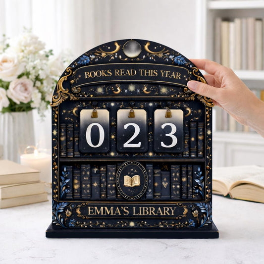 Personalized Books Read Tracker, Celestial Moon Star Decor, Book Lover Gift