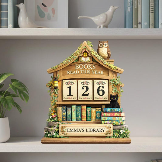 Personalized Wooden Books Read Tracker, Cottagecore Library Decor