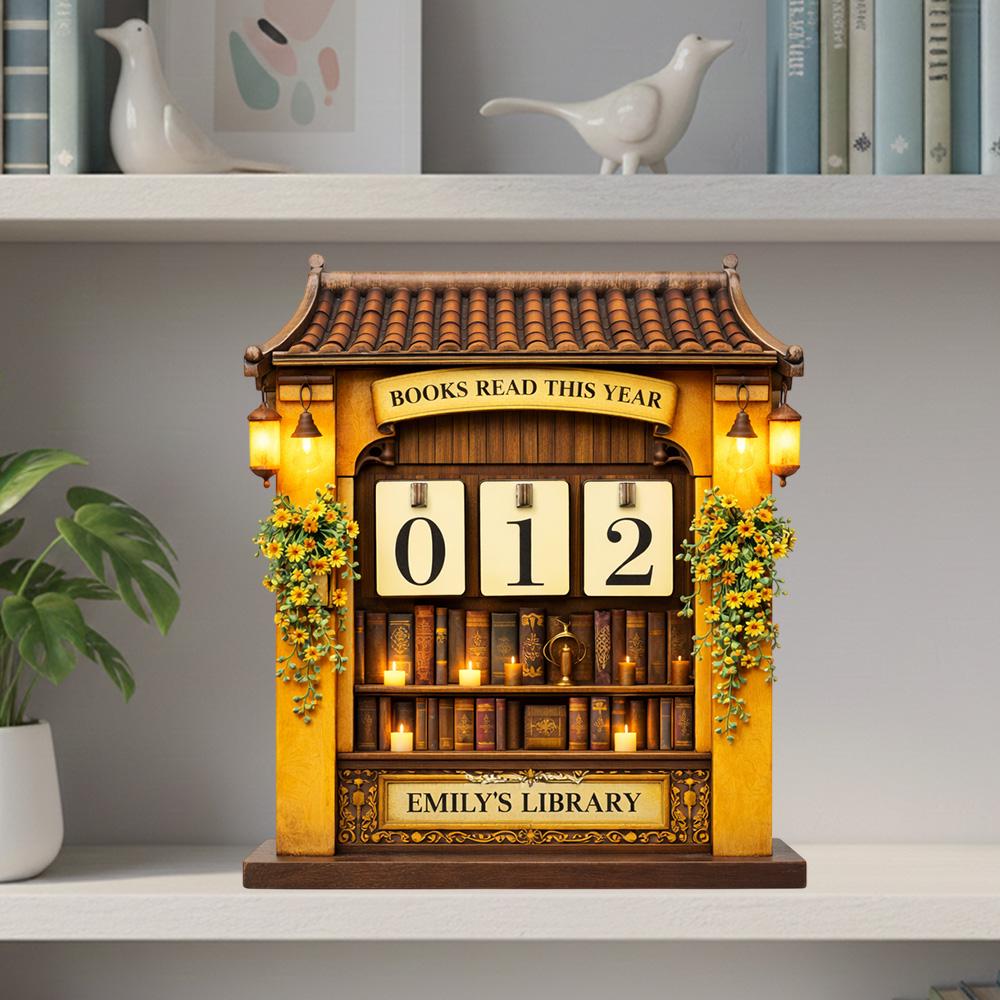 Personalized Books Read Tracker, Oriental Bookshelf Decor, Book Lover Gift