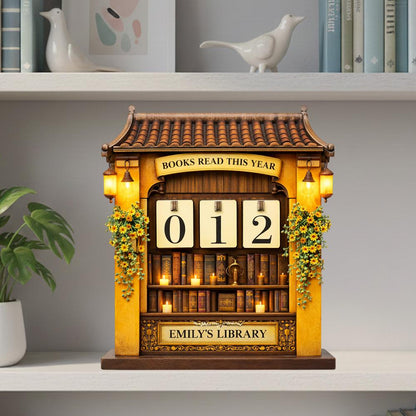 Personalized Books Read Tracker, Oriental Bookshelf Decor, Book Lover Gift