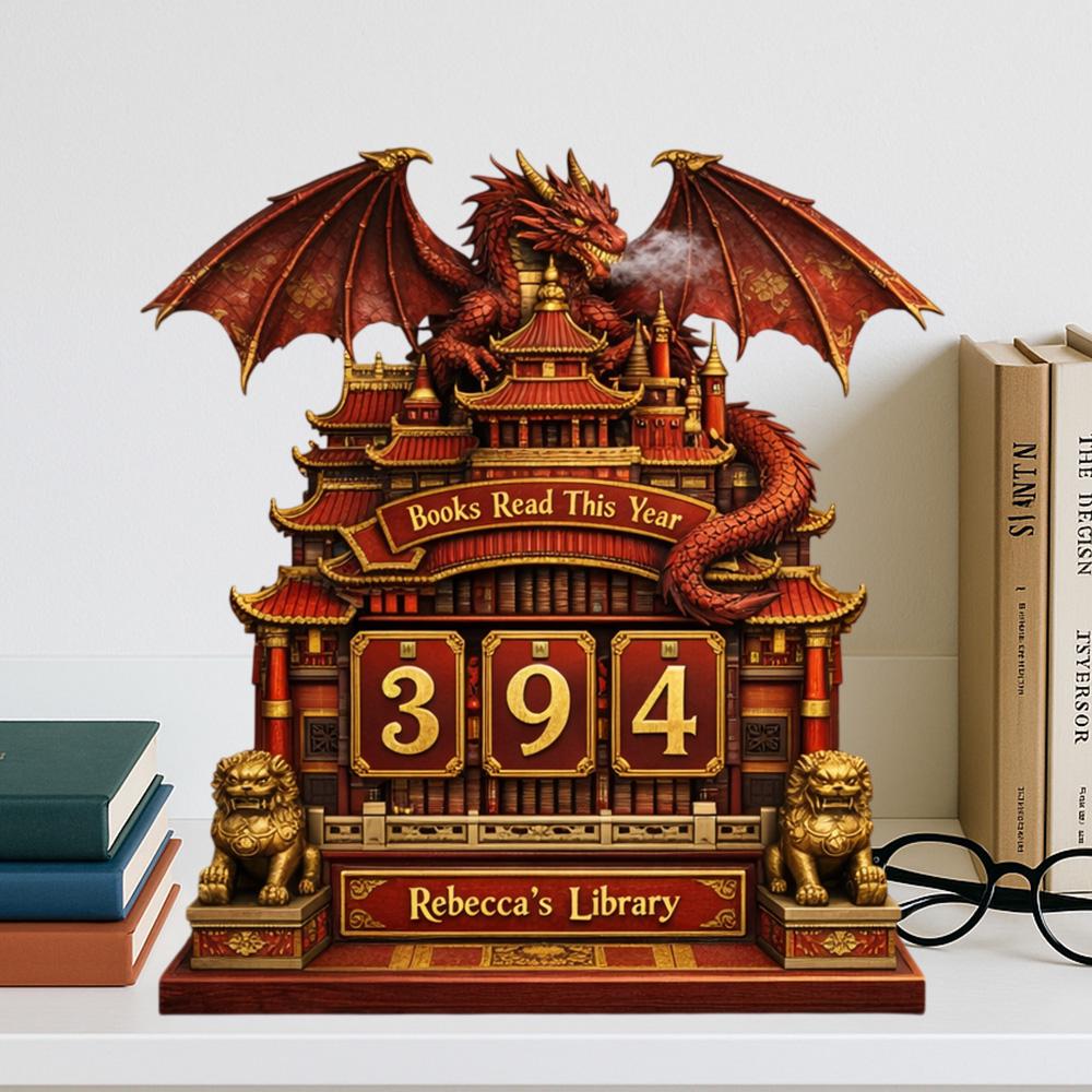 Personalized Dragon Book Tracker, Gothic Library Reading Goal Counter