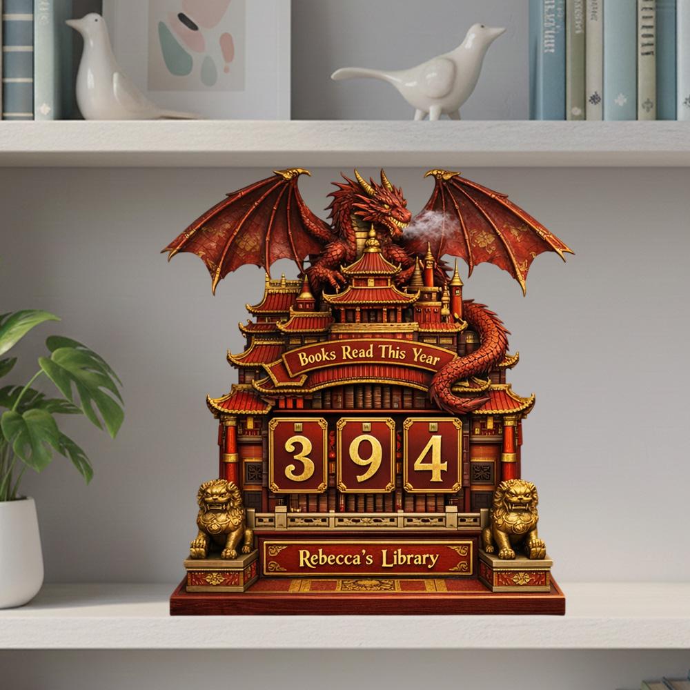 Personalized Dragon Book Tracker, Gothic Library Reading Goal Counter
