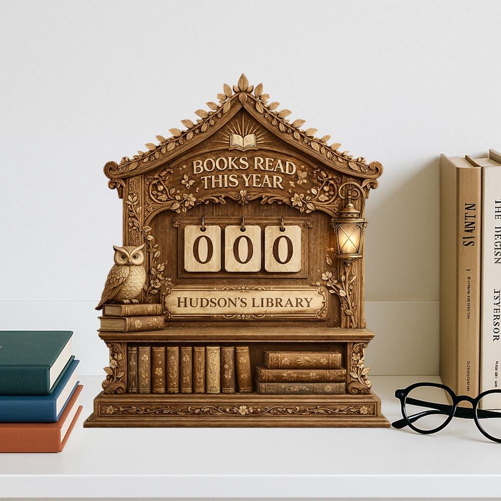 Personalized Wooden Book Tracker, Custom Library Decor